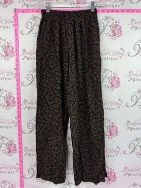 GAP pants flowy flowers Black Pants with Brown Floral Print